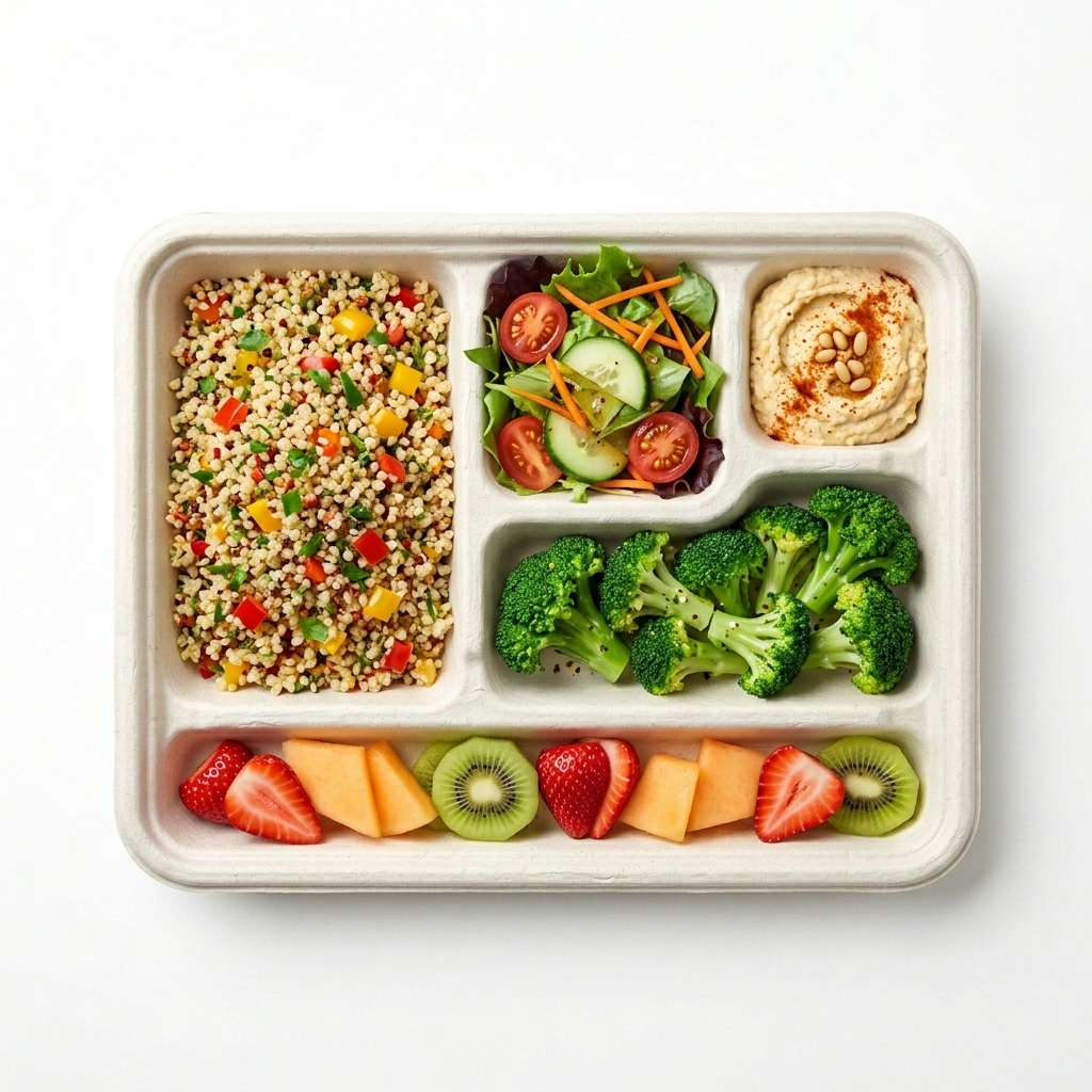 12-4 Compartment Plate (Round) with food