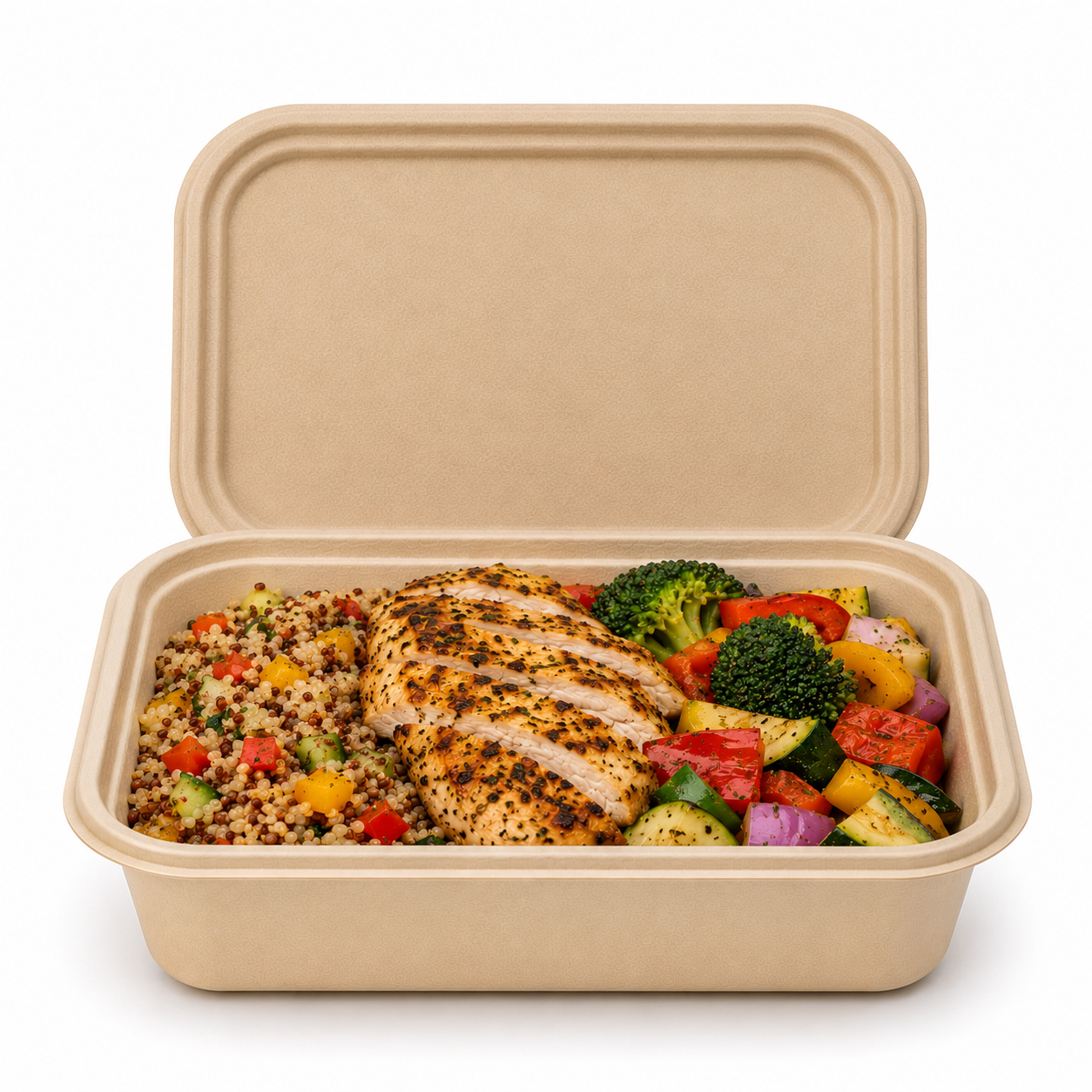16 oz (500ml) Rectangular Container Lid with food