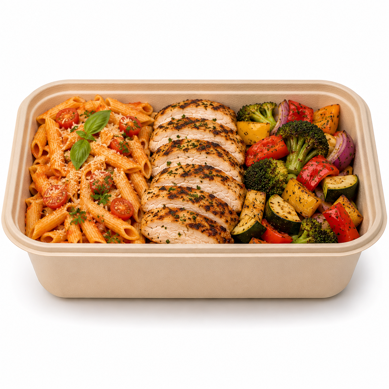 26 oz (750ml) Rectangular Container with food