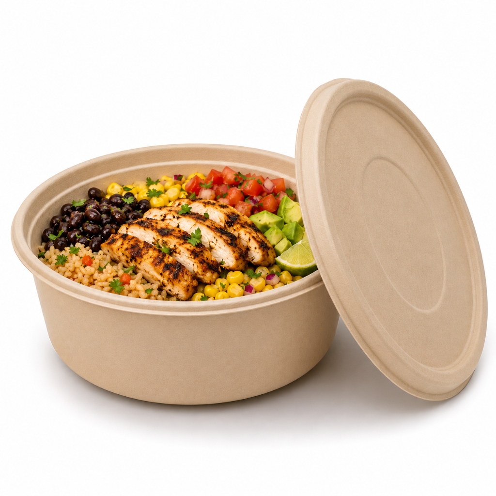 26 oz (750ml) Round Bowl Lid with food