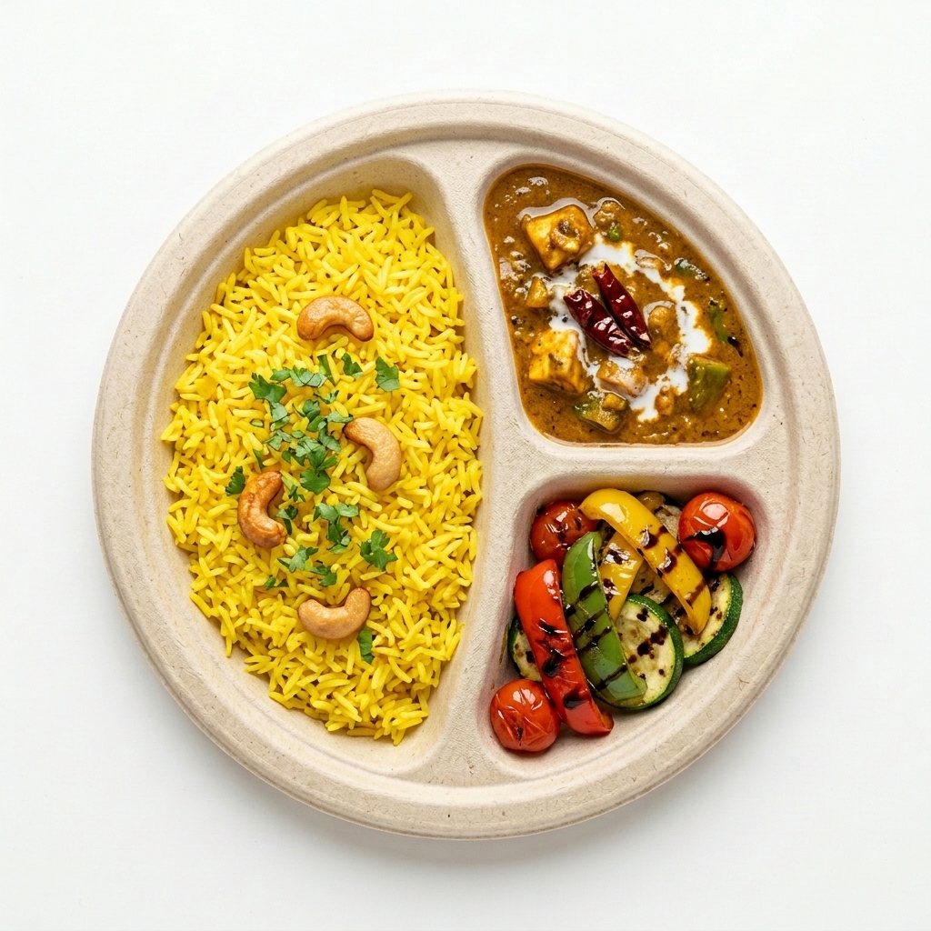 3 Compartment Plate with food
