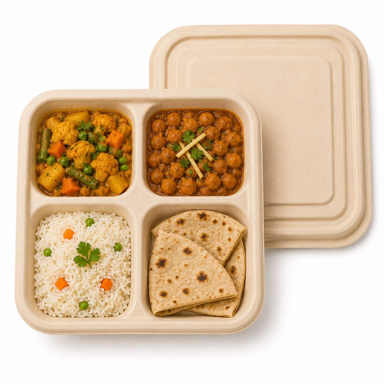 4CP Square Plate & Lid with food