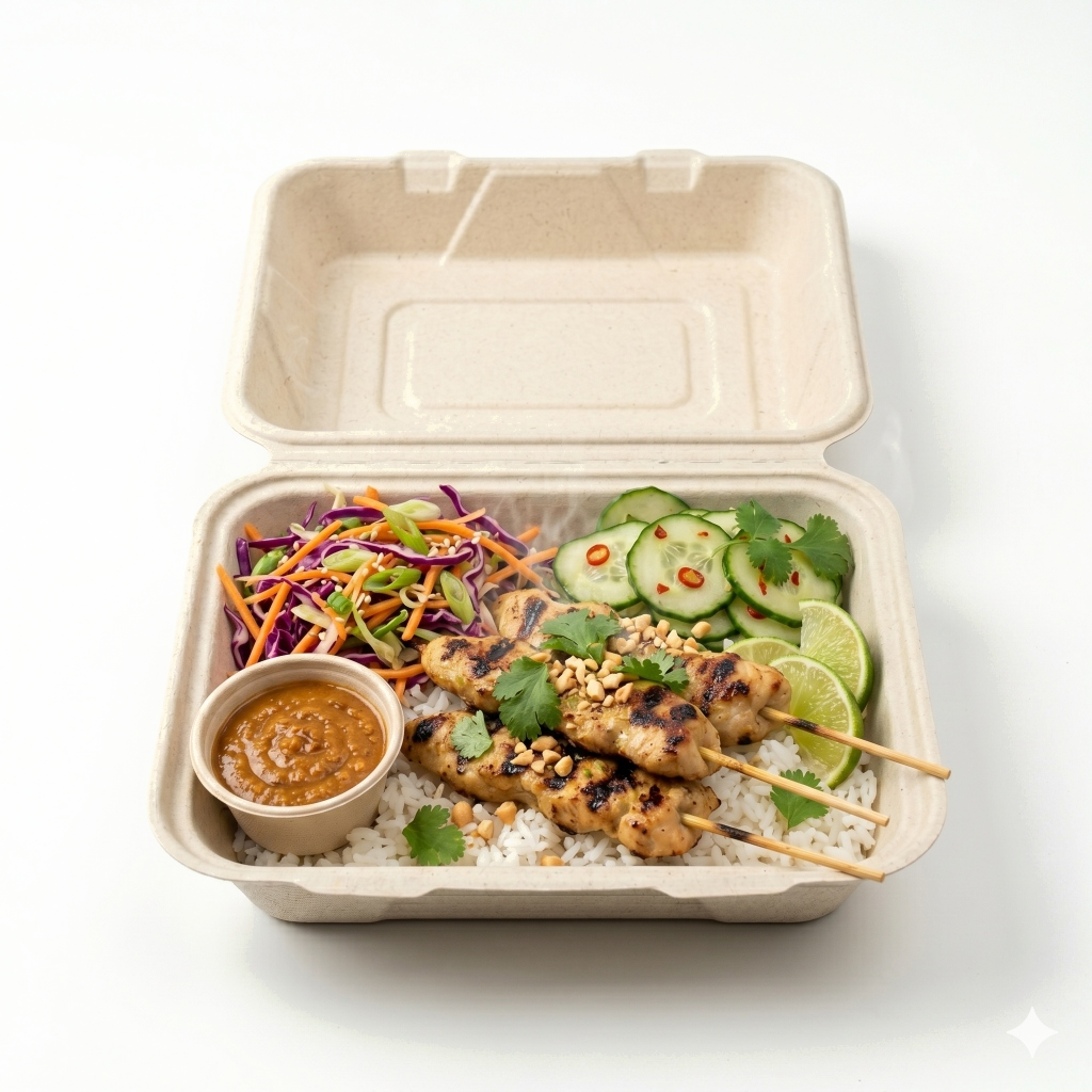 9" x 6" Clamshell with food