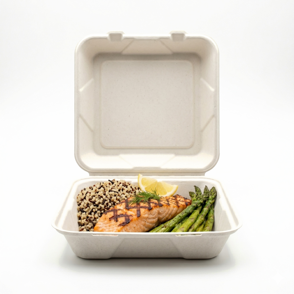 9" x 9" Clamshell with food