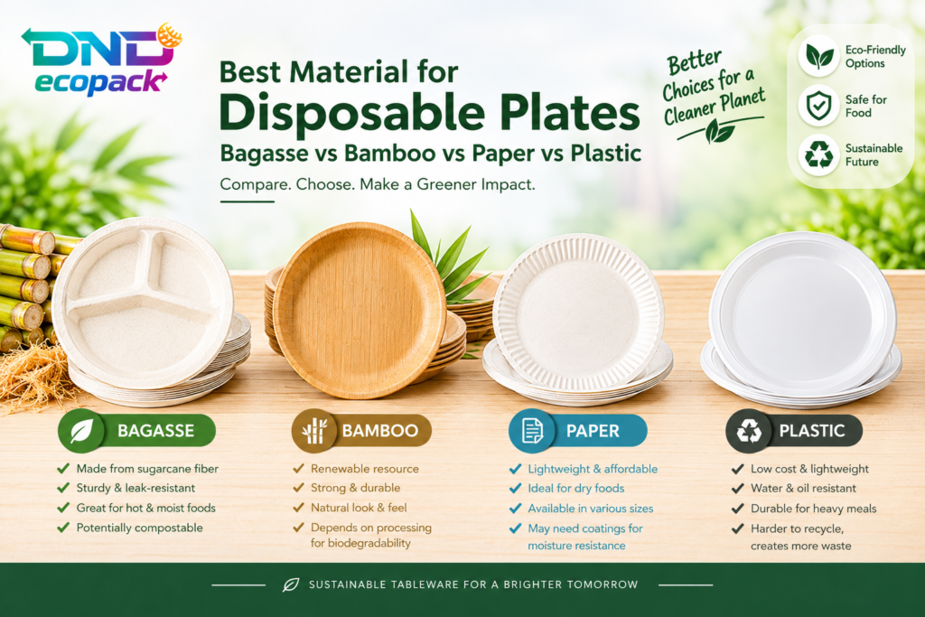 Best Material for Disposable Plates: Bagasse vs Bamboo vs Paper vs Plastic